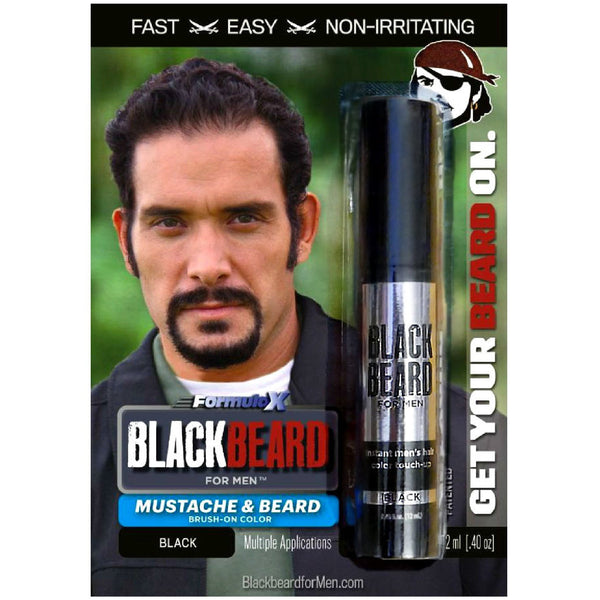 Blackbeard For Men Formula X Instant Mustache, Eyebrow and Sideburns Color, Fast, Easy, Men’s Grooming, Beard Dye Alternative, Black, 1 Pack