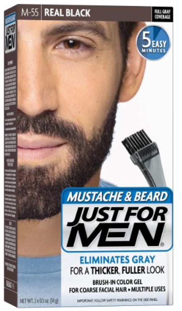 JUST FOR MEN Color Gel Mustache & Beard, M-55 Real Black - (Pack of 3)