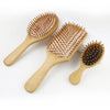 Natural Wood Hair Brush with Wooden Bristles Massage Scalp Comb and Wood Beard Comb for Men and Women 6pcs(Necano)