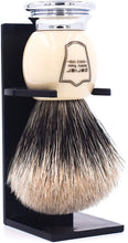 Parker Safety Razor Premium 3 Band Pure Badger Shaving Brush with Stand Included - White