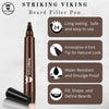 4-Tip Beard Pencil Filler(2 pack) - Updated Beard Filling Pen Kit with Brush,Waterproof Beard Pen,Black (2 Pens)