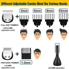 SURKER Beard Trimmer for Men Hair Clippers Body Mustache Nose Hair Groomer Cordless Precision Trimmer 6 in 1 Grooming Kit Waterproof USB Rechargeable