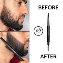 LAVOSSY Beard Pencil Filler for Men - BLACK - Long Lasting and Easy to Use Beard Pen with blending brush results in a sleek & natural look, Water/Sweat Proof beard filler