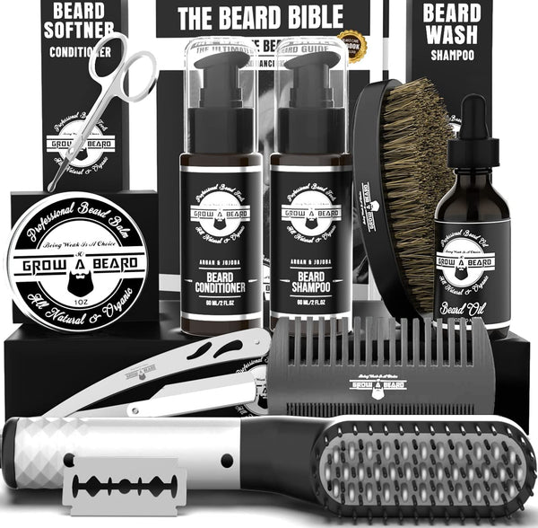 Beard Bible Beard Straightener Grooming Kit for Men, Beard Growth Kit