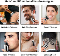 SURKER Beard Trimmer for Men Hair Clippers Body Mustache Nose Hair Groomer Cordless Precision Trimmer 6 in 1 Grooming Kit Waterproof USB Rechargeable