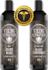 Viking Revolution Beard Wash & Beard Conditioner Set w/Argan & Jojoba Oils – Shampoo w/Beard Oil (5 oz)