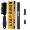 Beard Pencil Filler Water Proof Beard pen and beard brush Long Lasting Coverage Natural Finish(BLACK）