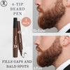 4-Tip Beard Pencil Filler(2 pack) - Updated Beard Filling Pen Kit with Brush,Waterproof Beard Pen,Black (2 Pens)