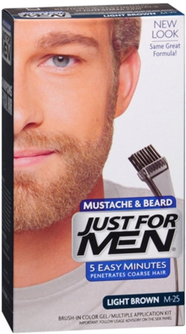 JUST FOR MEN Brush-In Color Gel, Mustache & Beard M-25 Light Brown 1 Each (Pack of 2)