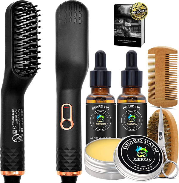 Men's Plus Beard Straightener w/ Beard Balm & Beard Growth Oil