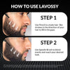 LAVOSSY Beard Pencil Filler for Men - BLACK - Long Lasting and Easy to Use Beard Pen with blending brush results in a sleek & natural look, Water/Sweat Proof beard filler