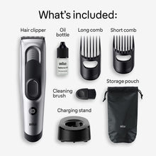 Braun Hair Clippers Series 7 7390, Hair Clippers for Men, Hair Clip from Home with 17 Length Settings, Incl. Memory SafetyLock Recall Setting, Ultra-Sharp Blades, 2 Combs, Stand, Pouch, Washable