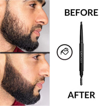 LAVOSSY Beard Pencil Filler for Men - BLACK - Long Lasting and Easy to Use Beard Pen with blending brush results in a sleek & natural look, Water/Sweat Proof beard filler