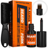 Beard Pen Filler Fork - Medium Black - Innovative 4 Tip Micro-Fork Barber Styling Pencil with Brush