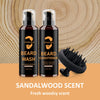 Beard Wash & Conditioner & Silicone Brush Professional Set w/Argan & Jojoba Oils - Beard Shampoo w/Beard Oil 2 x 4 Fl Oz 120ML