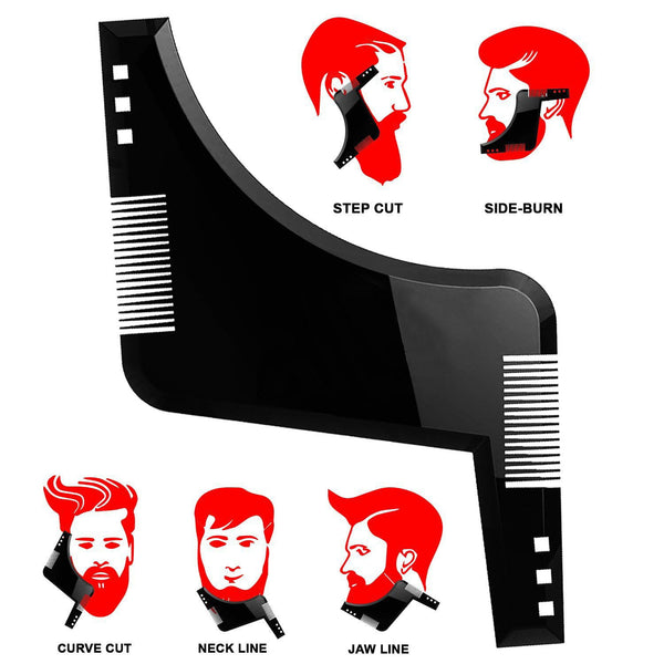 JINGPENG Men Beard Template Comb Styling Shaper Stencil Symmetry Trimming Shaping Shaving Tool Black