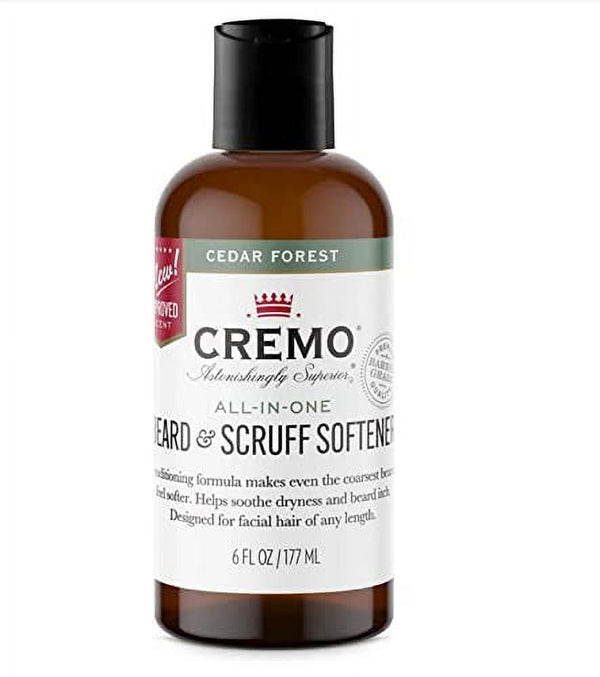 Cremo Cedar Forest Beard & Scruff Softener, Softens and Conditions Coarse Facial Hair of all Lengths in Just 30 Seconds, 6 Oz.