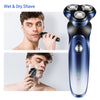 Electric Shaver for Men 2 in 1 Blue Cordless Rechargeable Razor Waterproof Wet Dry Rotary Beard Shaver with Pop-up Trimmer