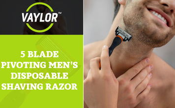 Vaylor 5 Blade Pivoting Mens Disposable Shaving Razor with Ergonomic Handle, 1 Pack