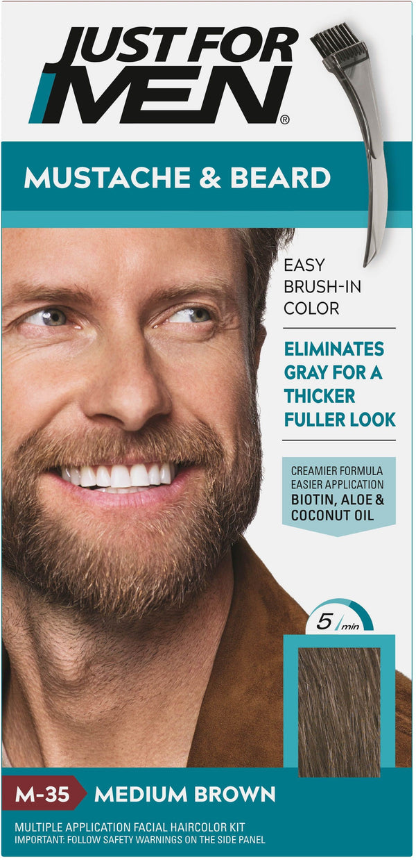 JUST FOR MEN Color Gel Mustache & Beard M-35 Medium Brown