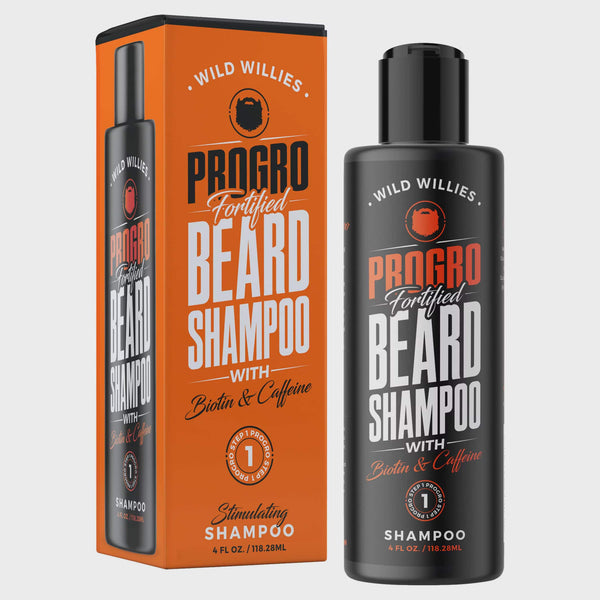 Wild Willies Progro Fortified Beard Wash Shampoo With Biotin and Caffeine, 4 Oz.