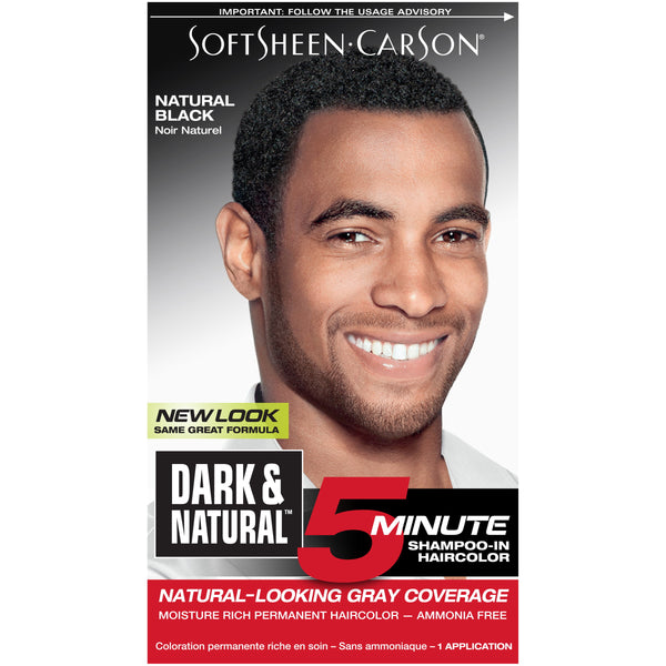 Dark & Natural 5 Minute Shampoo in Permanent Men's Hair Color, Natural Black