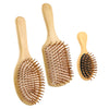 Natural Wood Hair Brush with Wooden Bristles Massage Scalp Comb and Wood Beard Comb for Men and Women 6pcs(Necano)