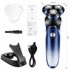 Electric Shaver for Men 2 in 1 Blue Cordless Rechargeable Razor Waterproof Wet Dry Rotary Beard Shaver with Pop-up Trimmer