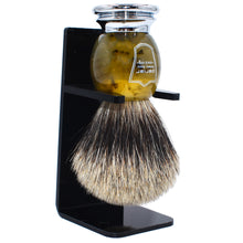 Parker Safety Razor 100% Pure Badger Bristle Faux Horn Handle Shaving Brush with Brush Stand