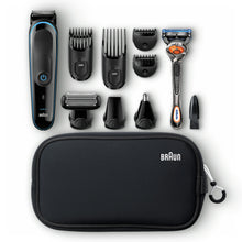 Braun MGK3980 9-in-1 Body Grooming Kit, Body Groomer and Precision Beard and Hair Trimmer, Black/Blue