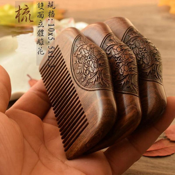 ZGTGLAD Pocket Wooden Comb Natural Black Gold Sandalwood Super Narrow Tooth Wood Combs No Static Lice Beard Comb Hair Styling