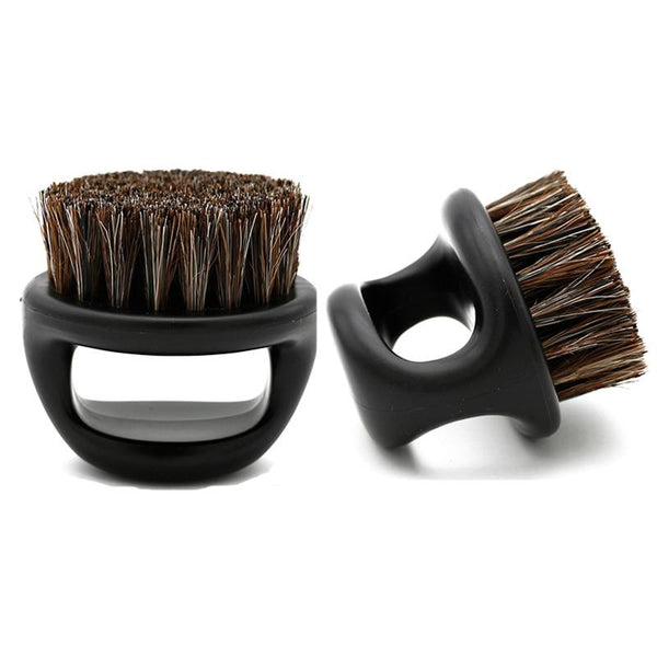 Pro Hairdresser Dust Brush Anti Static Boar Bristle Ring Beard Comb Salon Hair Sweep Brushes Shaving Facial Men's Mustache Brush